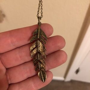 gold feather necklace